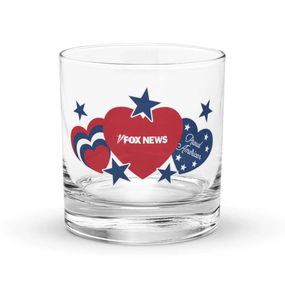 FOX News Proud American Hearts And Stars Rocks Glass