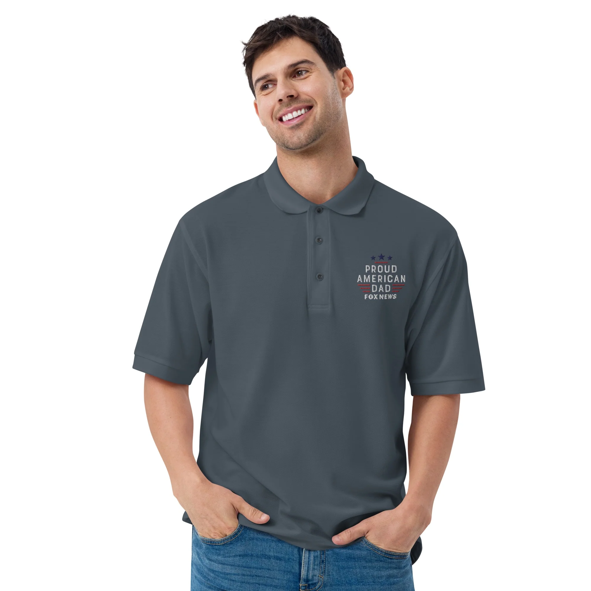 FOX News Proud American Dad Embroidered Polo Shirt - Image 3