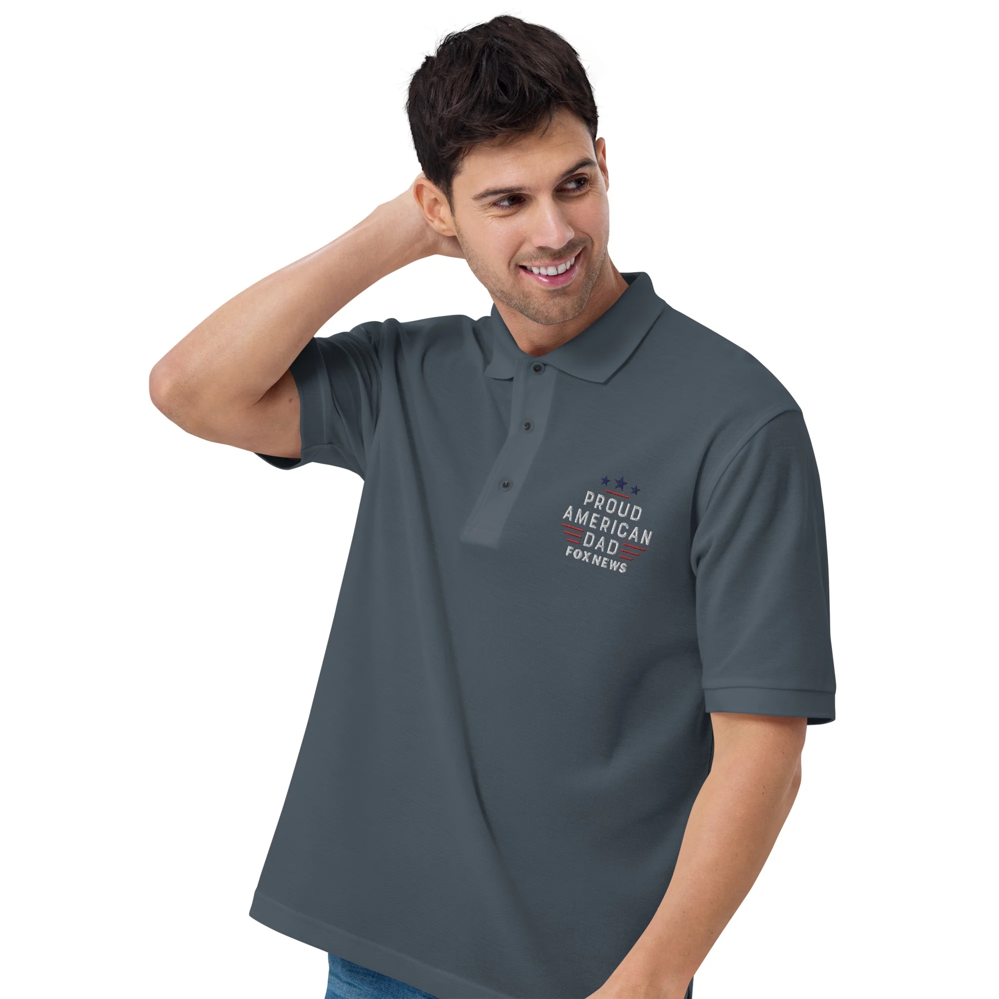 FOX News Proud American Dad Embroidered Polo Shirt - Image 4