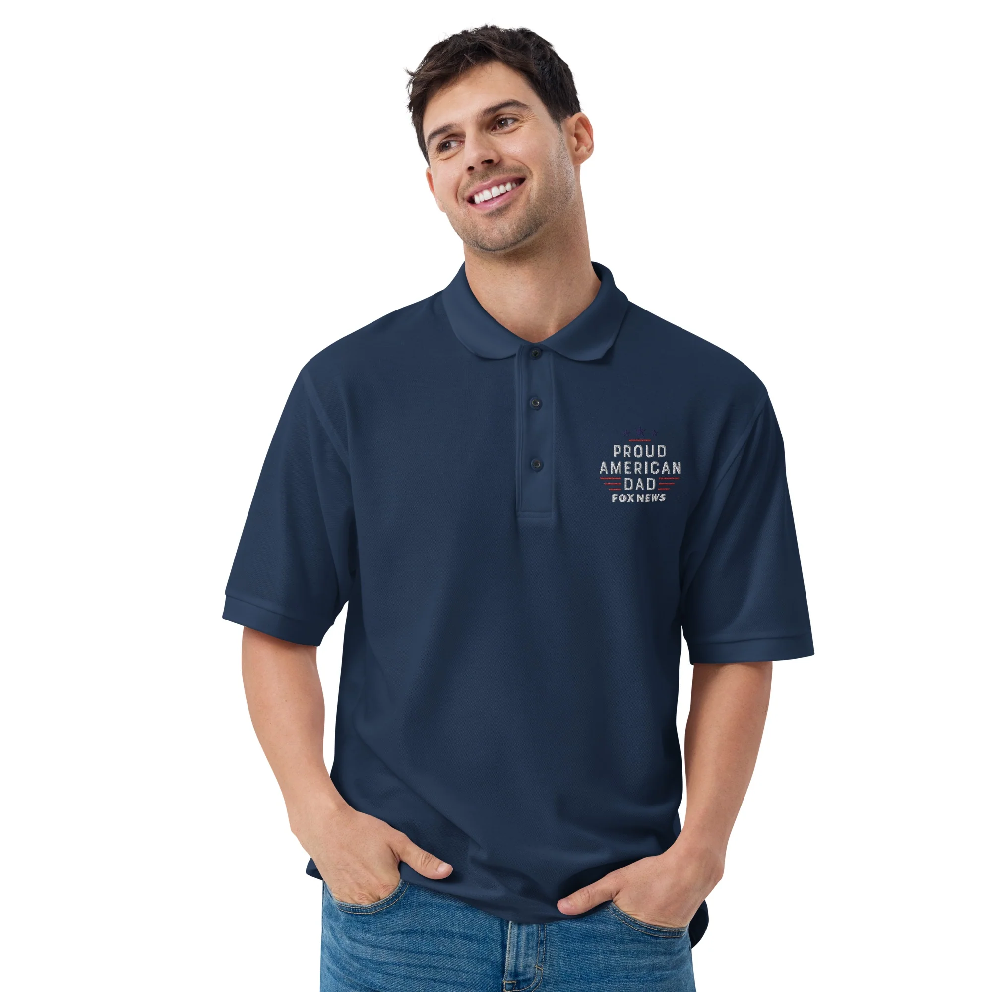 FOX News Proud American Dad Embroidered Polo Shirt - Image 7