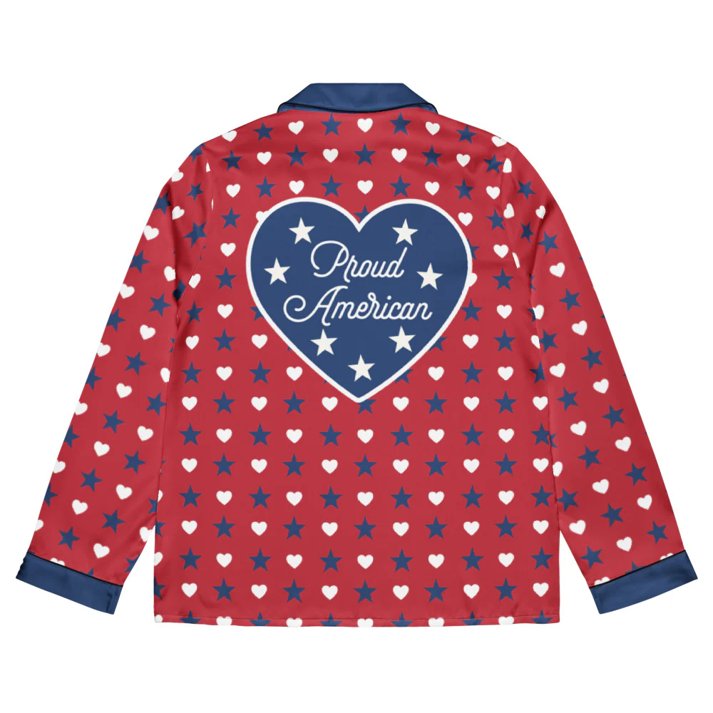 FOX News Proud American Hearts And Stars Women's Long Sleeve Pajama Top
