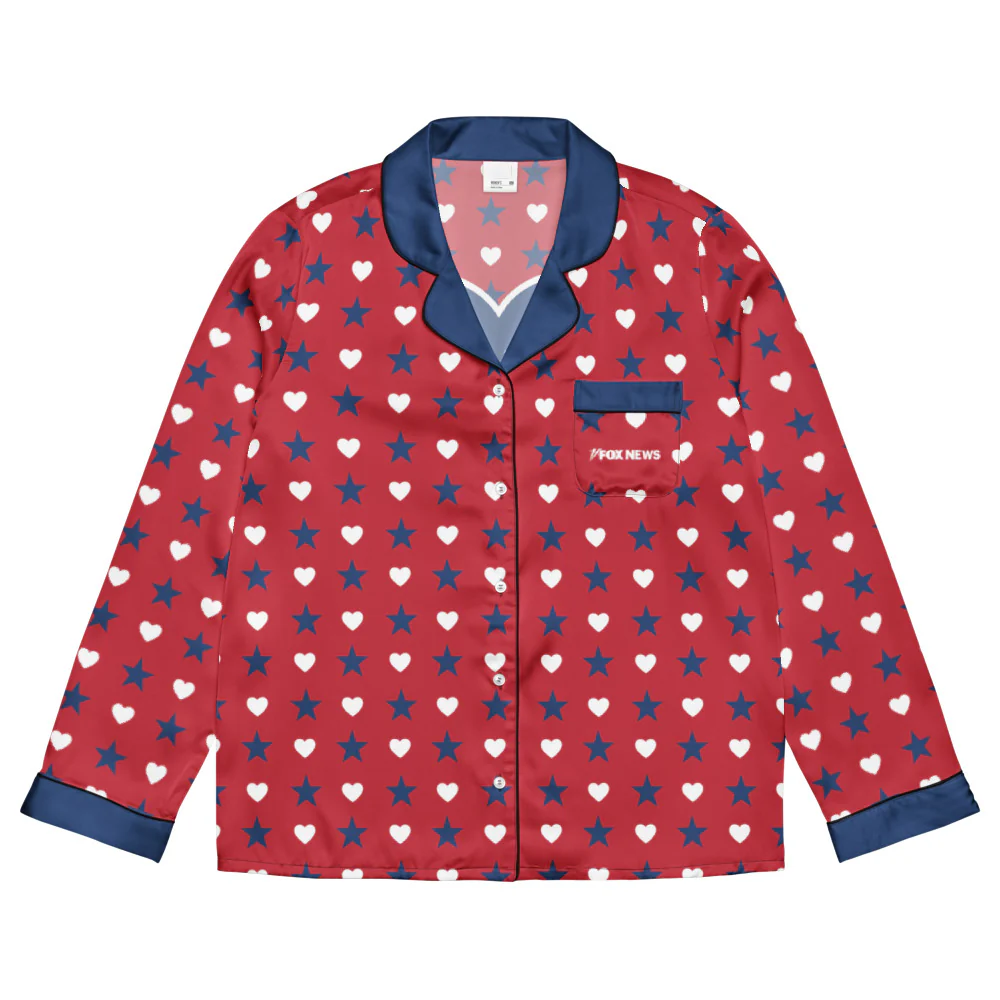 FOX News Proud American Hearts And Stars Women's Long Sleeve Pajama Top - Image 2