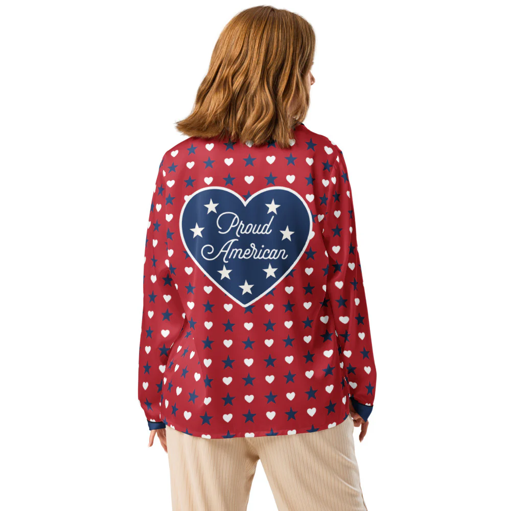 FOX News Proud American Hearts And Stars Women's Long Sleeve Pajama Top - Image 3