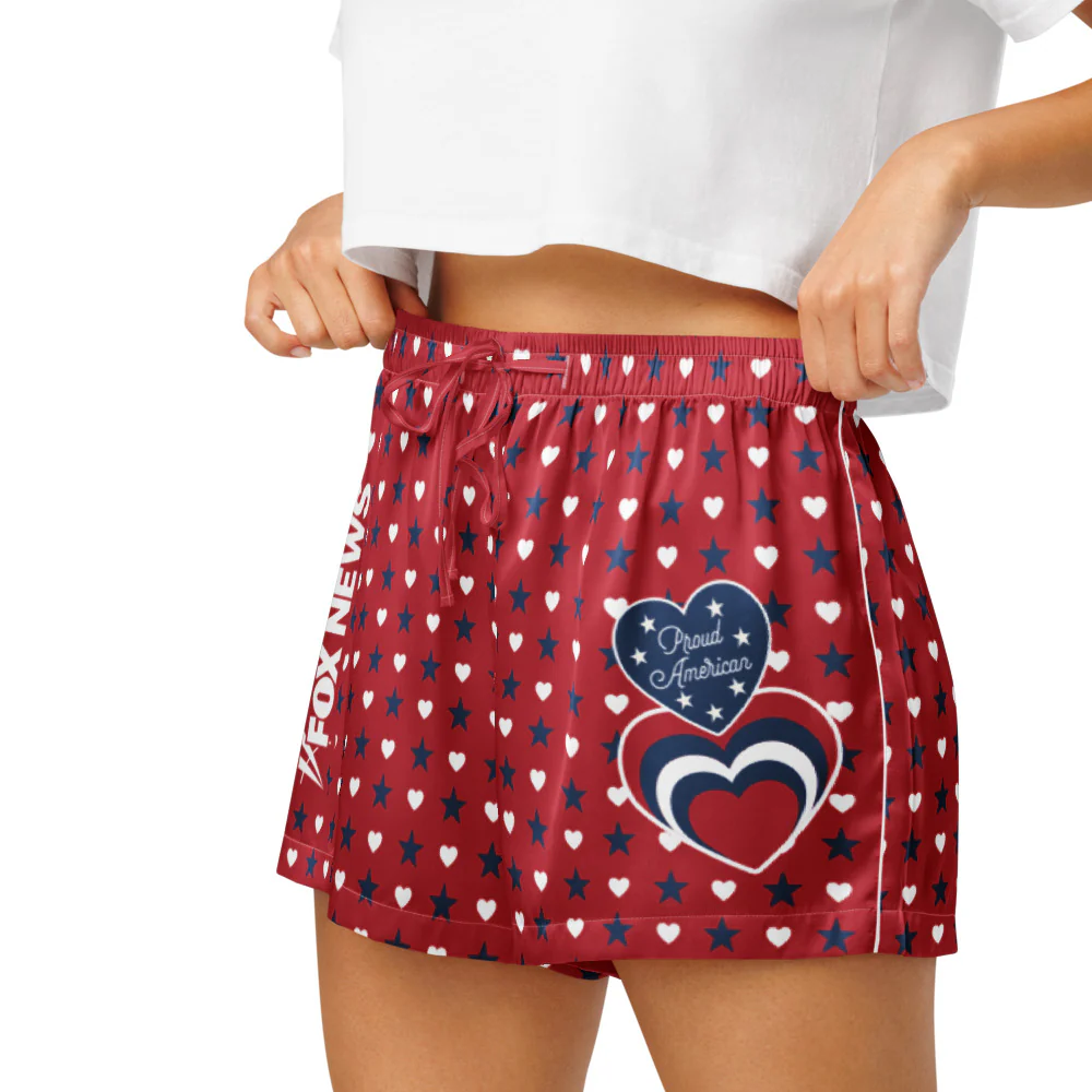 FOX News Proud American Hearts And Stars Women's Pajama Shorts - Image 3