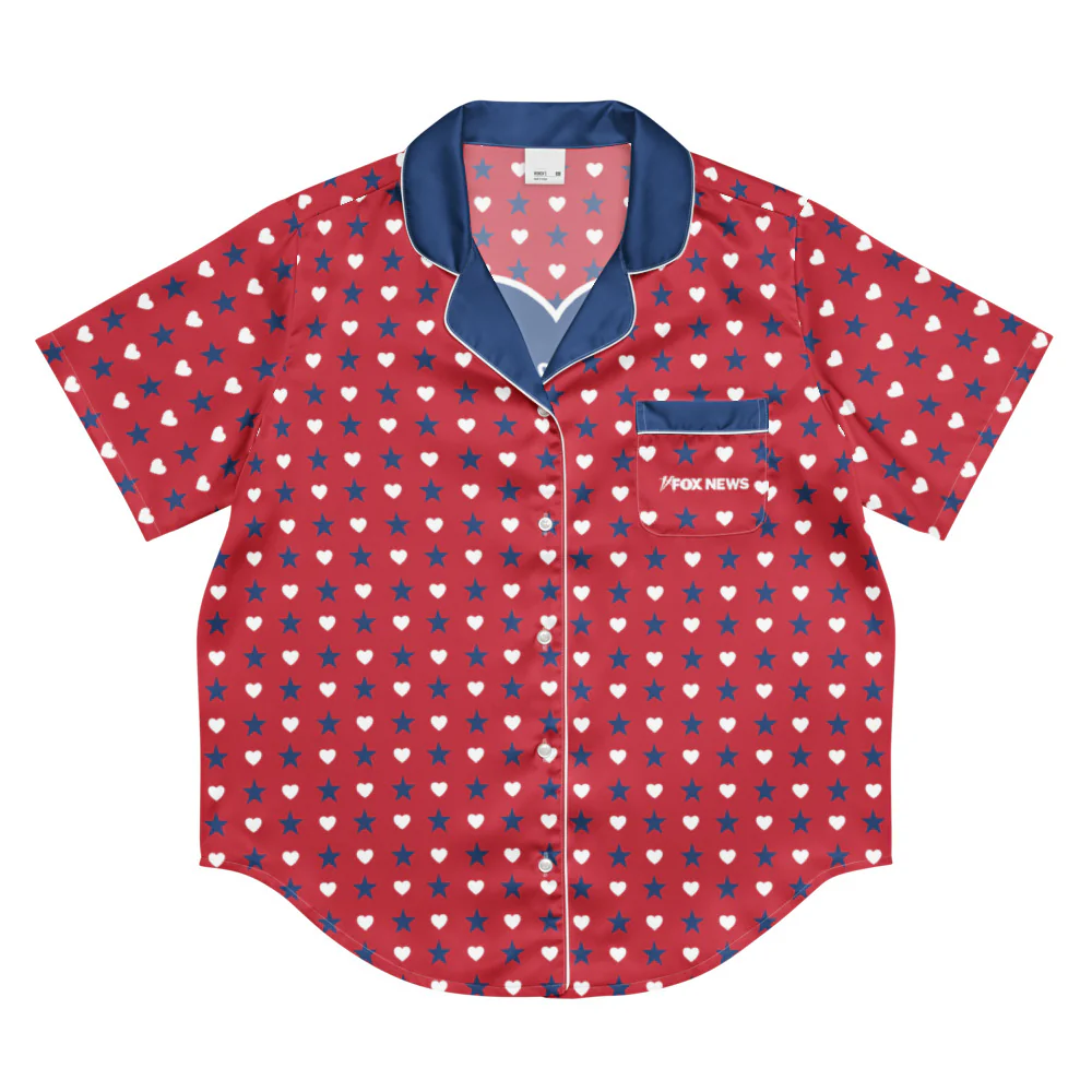 FOX News Proud American Hearts And Stars Women's Short Sleeve Pajama Top - Image 2