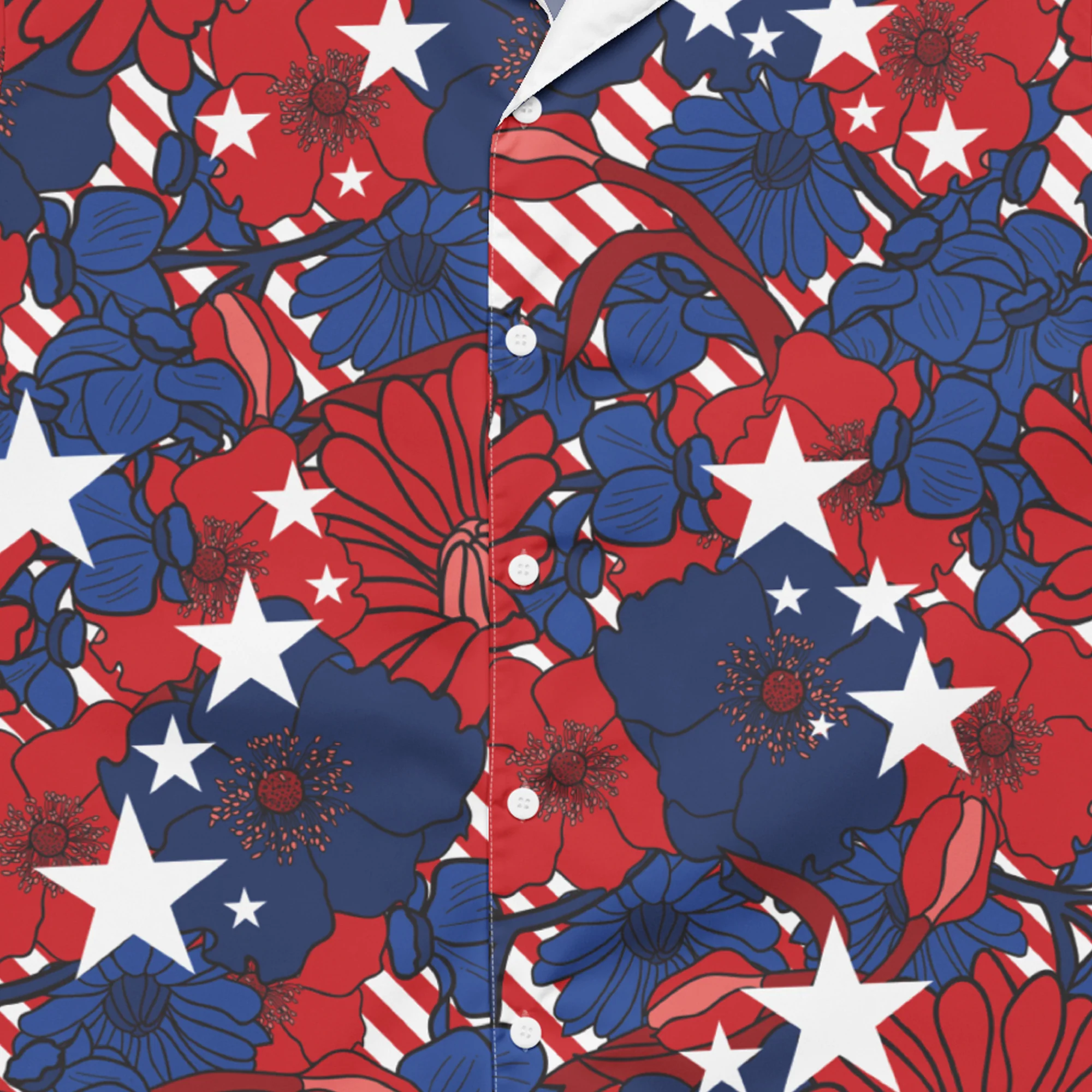 FOX News Stars & Stripes Floral Hawaiian Button-Up Shirt - Image 2