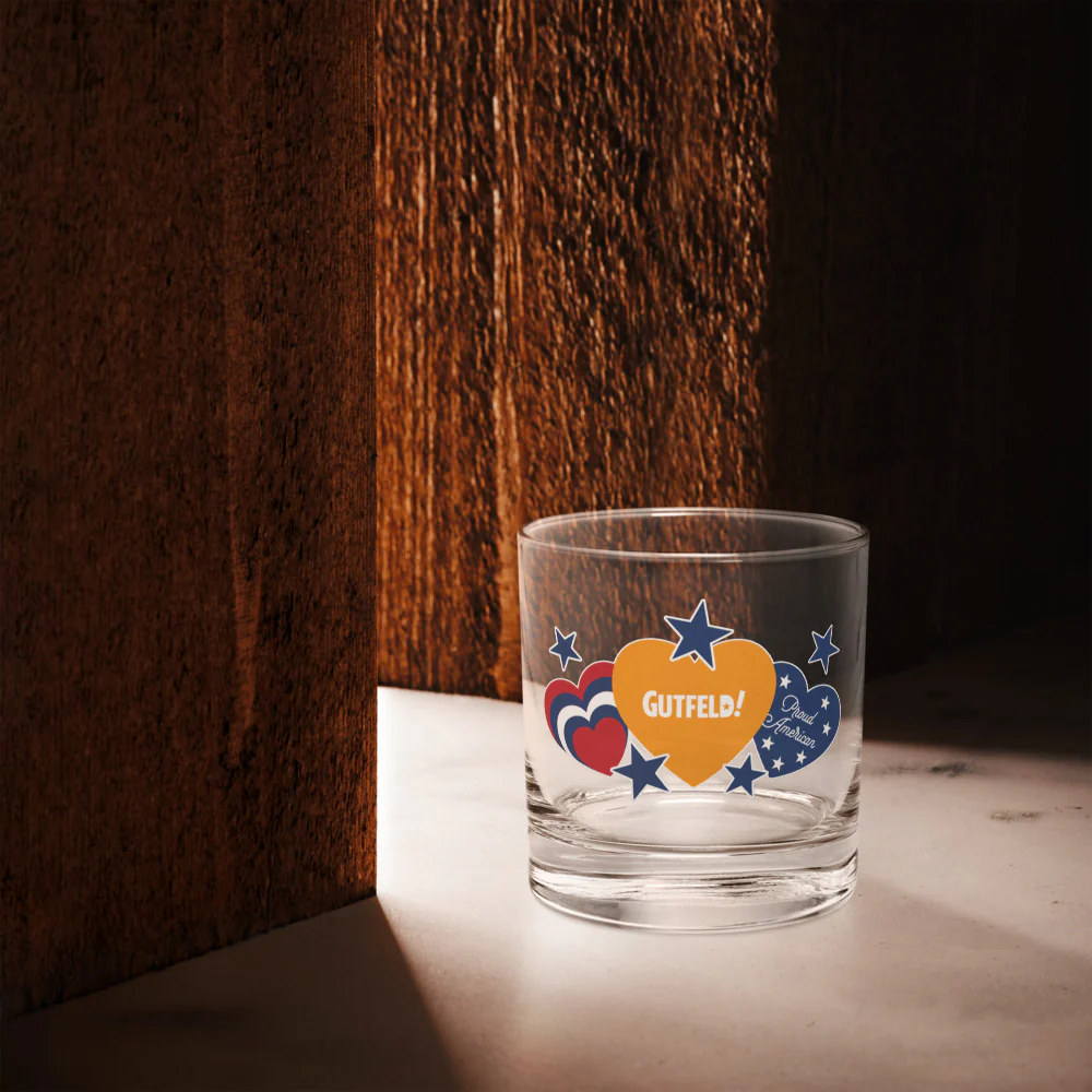Gutfeld! Proud American Hearts And Stars Rocks Glass - Image 4