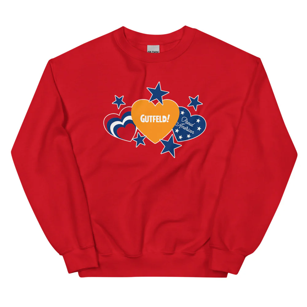 Gutfeld! Proud American Hearts And Stars Sweatshirt