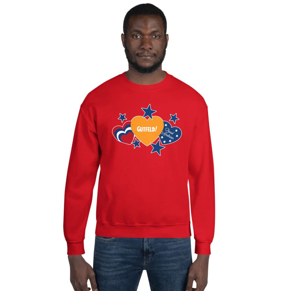 Gutfeld! Proud American Hearts And Stars Sweatshirt - Image 4