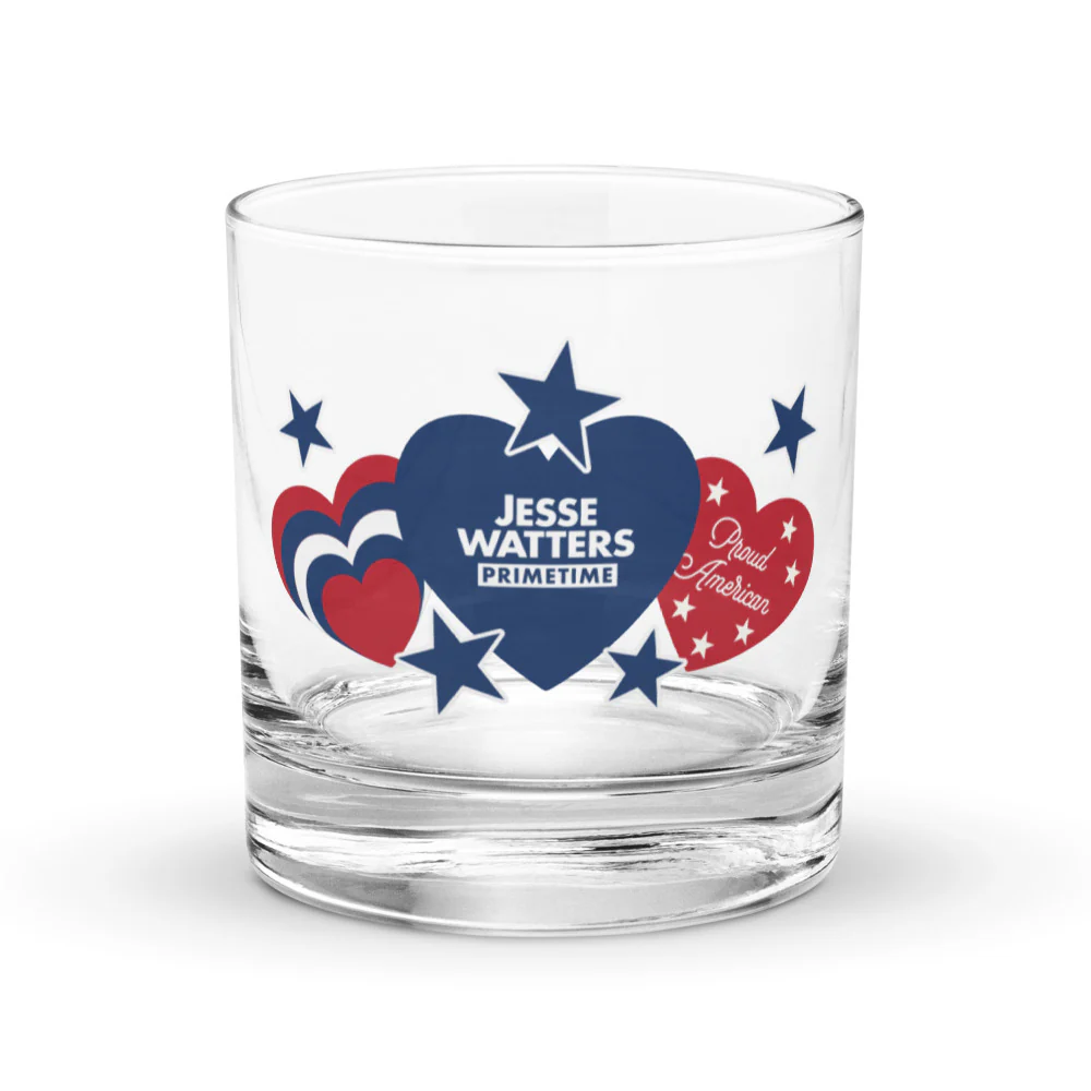 Jesse Watters Primetime Proud American Hearts And Stars Rocks Glass