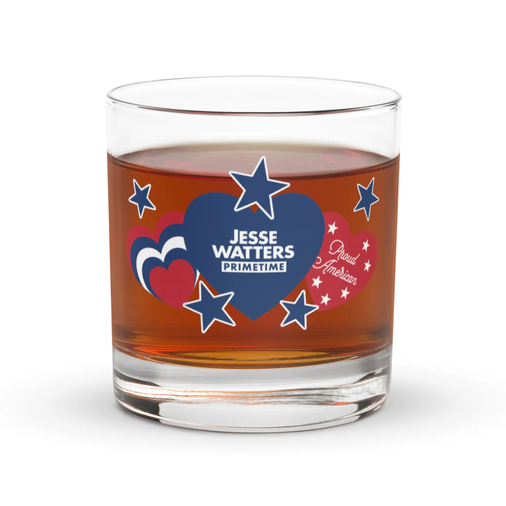 Jesse Watters Primetime Proud American Hearts And Stars Rocks Glass - Image 3