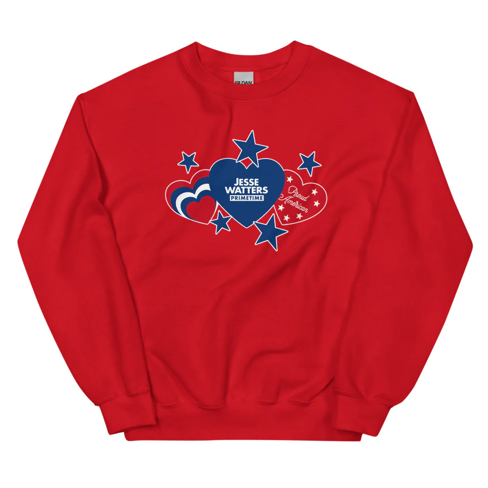 Jesse Watters Primetime Proud American Hearts And Stars Sweatshirt
