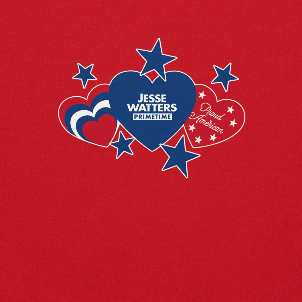 Jesse Watters Primetime Proud American Hearts And Stars Sweatshirt - Image 2