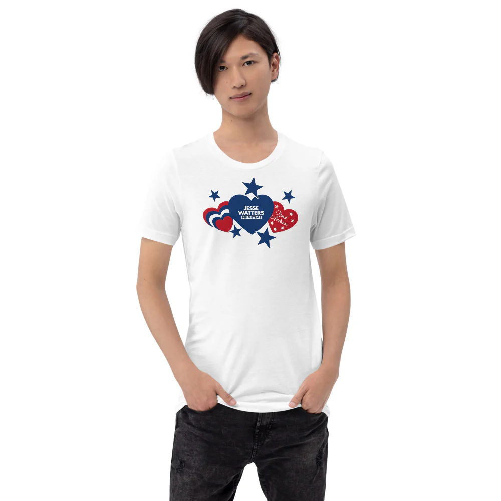 Jesse Watters Proud American Hearts And Stars T-Shirt - Image 10