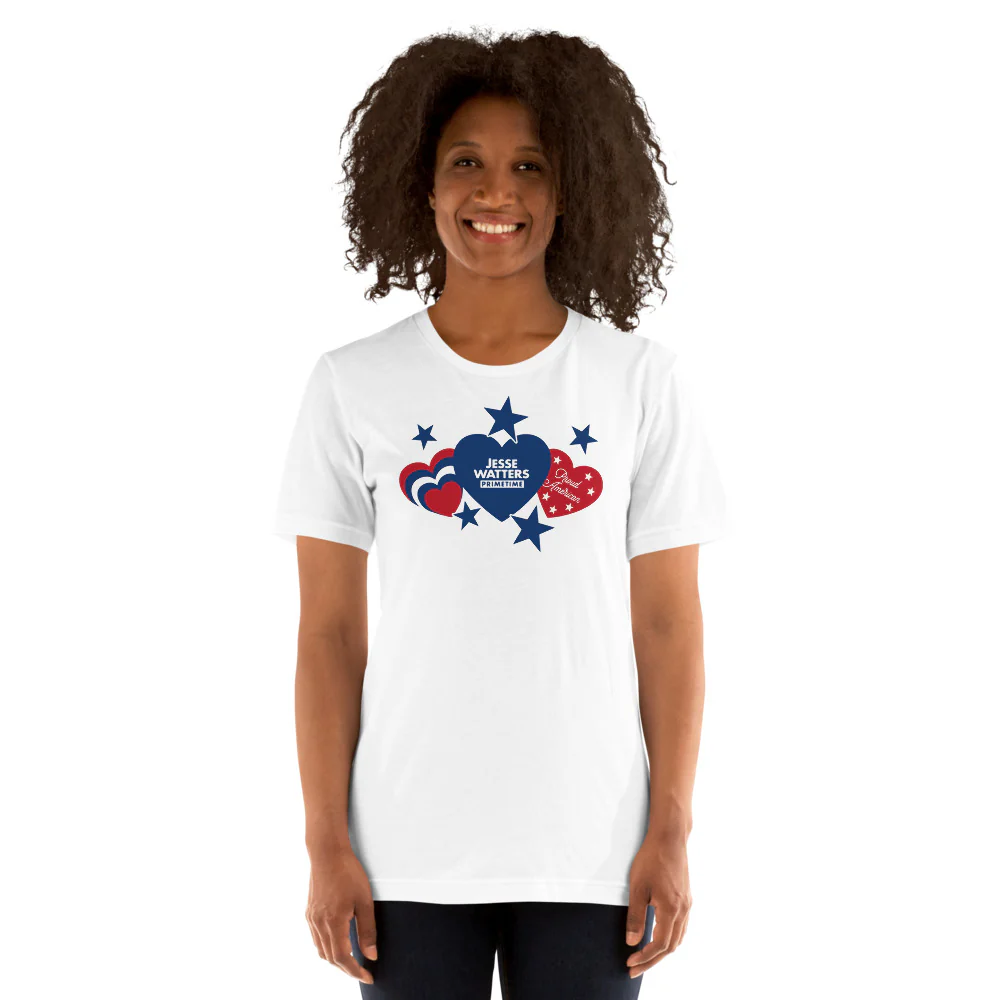 Jesse Watters Proud American Hearts And Stars T-Shirt - Image 11