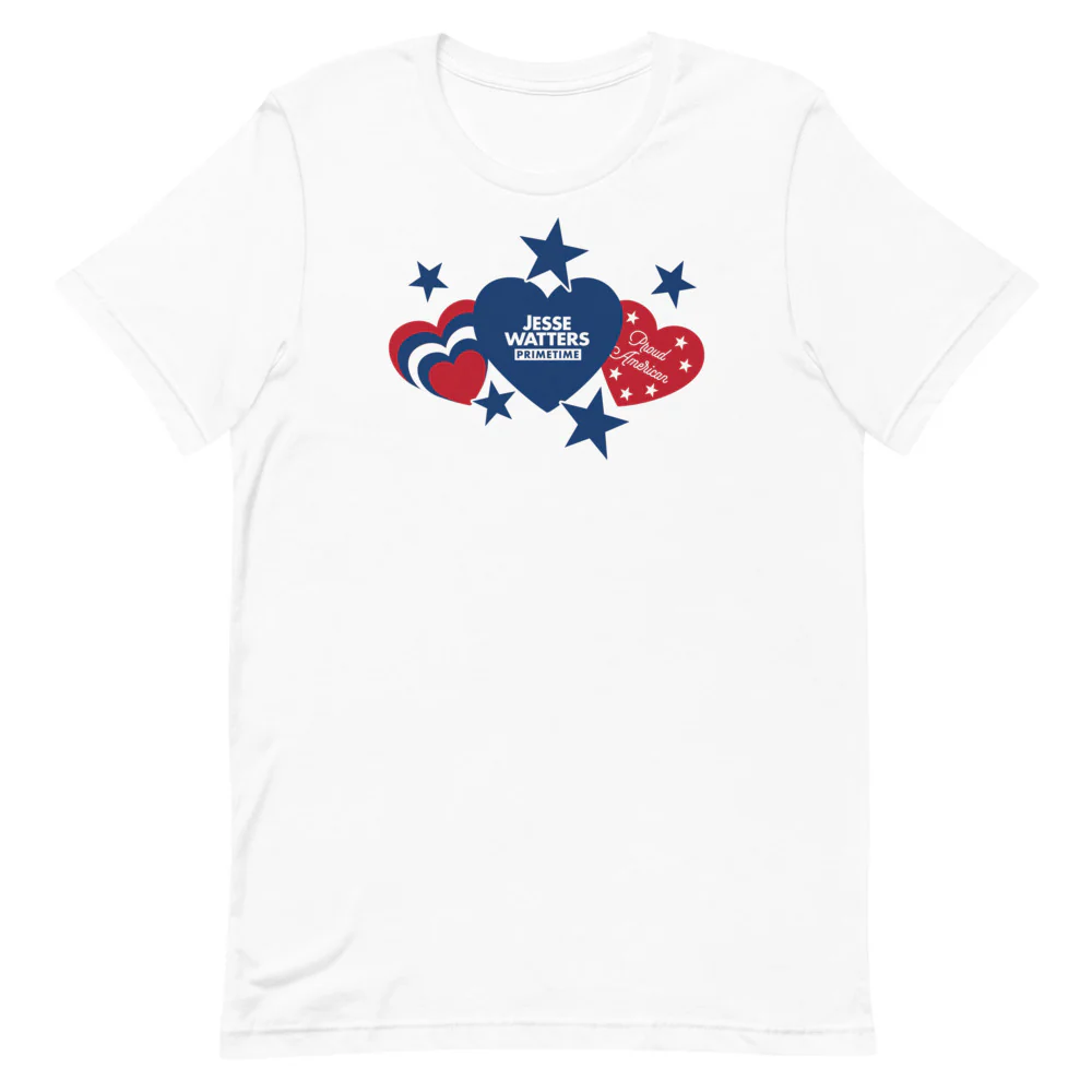 Jesse Watters Proud American Hearts And Stars T-Shirt - Image 12