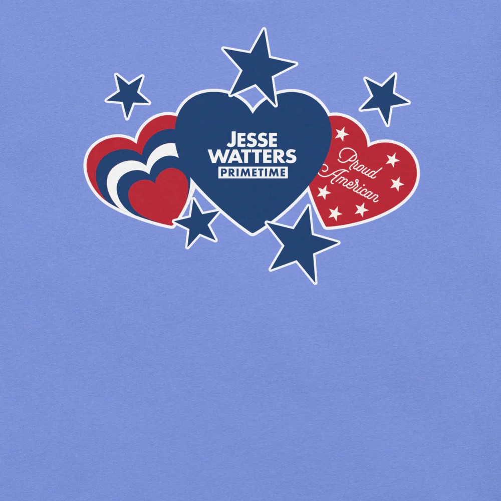 Jesse Watters Proud American Hearts And Stars T-Shirt - Image 2