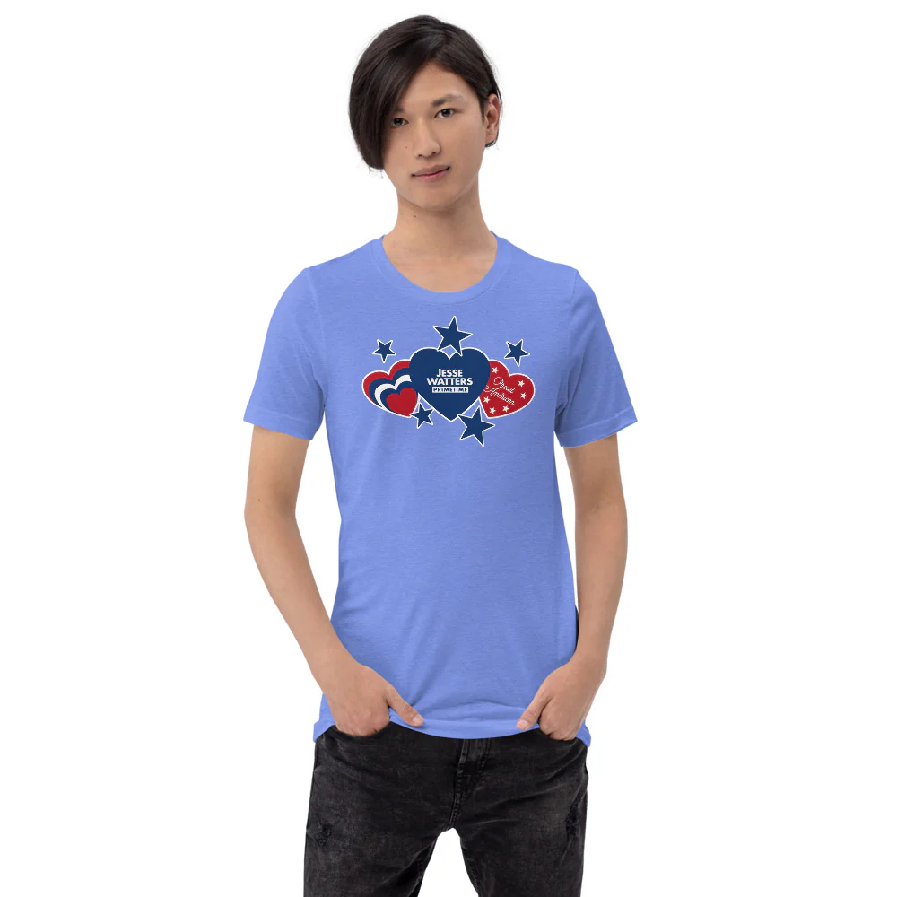 Jesse Watters Proud American Hearts And Stars T-Shirt - Image 3
