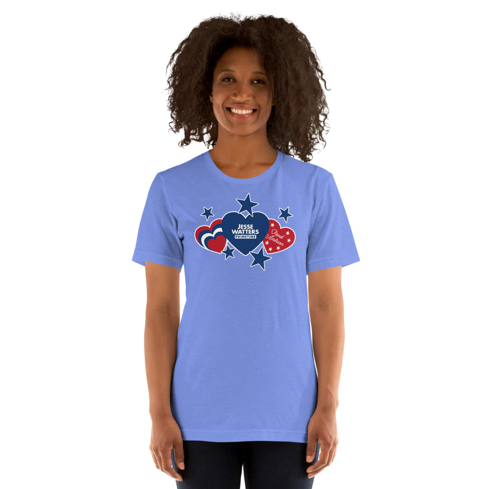 Jesse Watters Proud American Hearts And Stars T-Shirt - Image 4