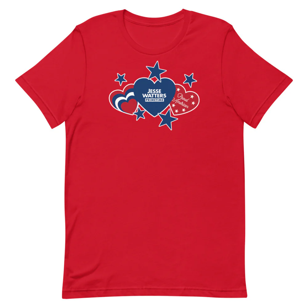 Jesse Watters Proud American Hearts And Stars T-Shirt - Image 7