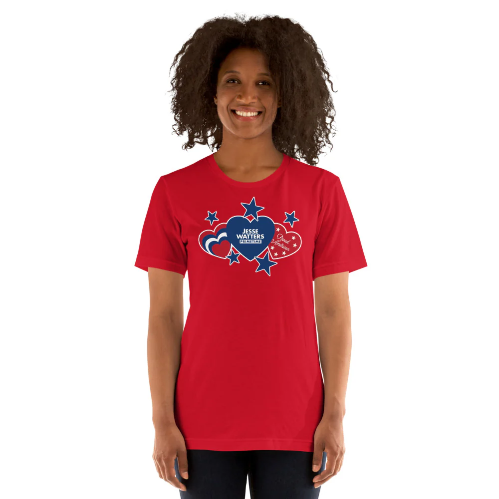 Jesse Watters Proud American Hearts And Stars T-Shirt - Image 8