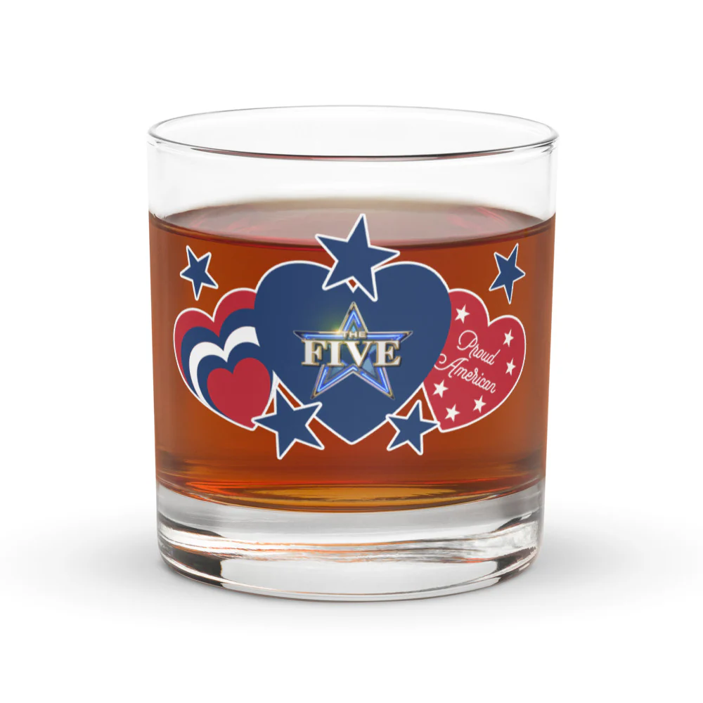 The Five Proud American Hearts And Stars Rocks Glass - Image 3