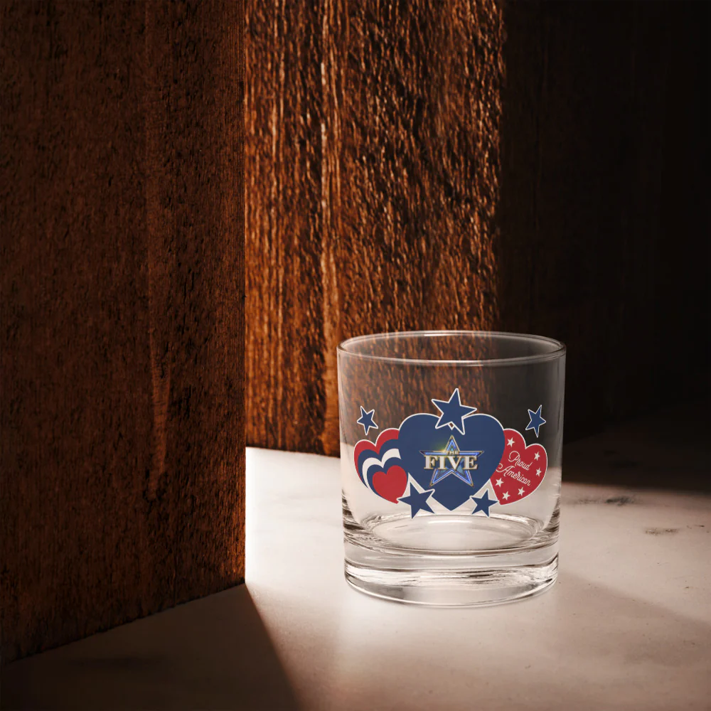 The Five Proud American Hearts And Stars Rocks Glass - Image 4